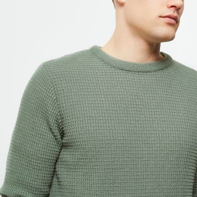 Light green textured knit jumper